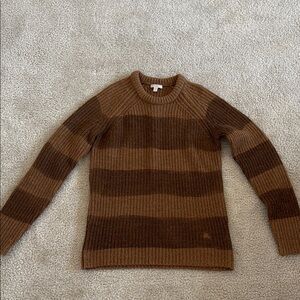 Burberry Brown and Tan Striped Crewneck Sweater